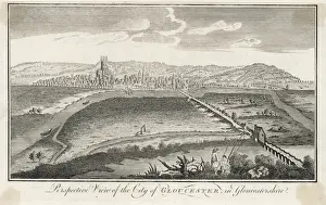 Gloucestershire Countryside Scenes Imprime: View of Gloucester C18Th