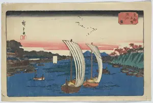 Antique Japanese Woodcuts Imprime: View of Sumida River