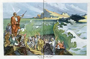 Woodrow Wilson Cartoon Imprime: And the waters were divided