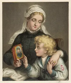 Vintage Nautical Prints Imprime: A Widow and her Son
