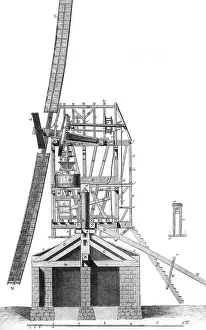 Windmill In France Imprime: Windmill in 18th C
