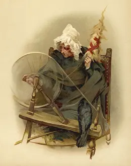Vintage Style Illustrations Imprime: Witch and Crow