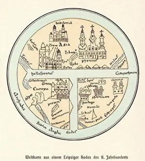 Antique Cartography Imprime: World Map / Leipzig Codex