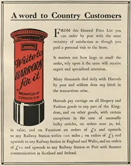Early 20th Century Shopping Experience Imprime: Write to Harrods for it, 1909