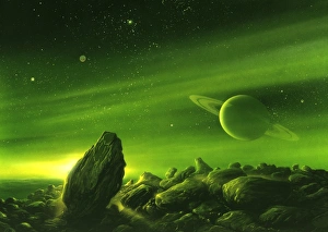 Saturno Imprime: Planeta del planeta extraterrestre con anillo, arte