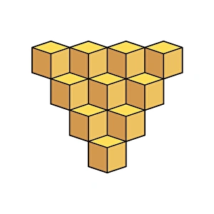 Impresiones de Un arreglo de cubos Necker. Un cubo Necker es un dibujo a lineas en forma de red que se puede interpretar como estando orientado de dos maneras diferentes Imágenes de agosto de 2004: Arran de cubos de Nicker