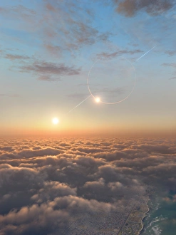 Binary Star System Imprime: Artwork of planet around binary Kepler-35