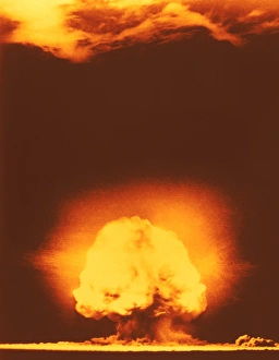 Impresiones de La explosión nuclear después de la detonación del primer bomba atómica mundial Imágenes fechadas en 2001: Explosión nuclear atómica