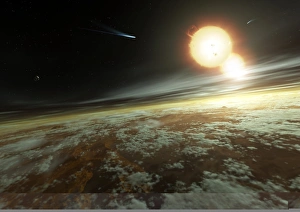 Star Formation Process Imprime: Binary star system, artwork C013 / 8958