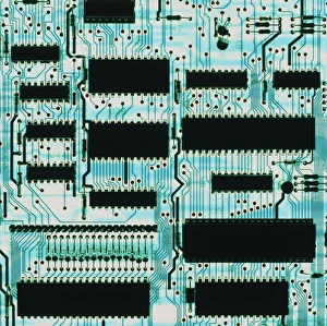 Computer Circuit Board Imprime: Circuit board with microprocessors, etc
