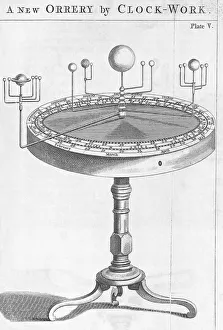 Impresiones de La órrea mecánica o el reloj de arena es un artefacto histórico. Esta es una réplica del siglo XVIII de la mecánica del movimiento planetario en nuestro sistema solar Imágenes fechadas en 2003: Orretera de relojero mecánico