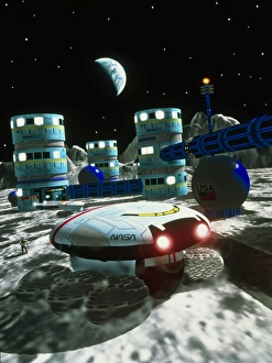 Impresiones de Base lunar. Artefacto de computadora de una base humana futura en la Luna Imágenes de enero de 2004: Artefacto de computadora de una base lunara futura