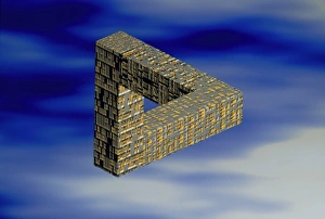 Imágenes fechadas en 1997: Arte de computadora del triángulo imposible