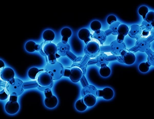 Impresiones de La molécula. Artes de computadora que muestra una parte de la molécula Imágenes de enero de 2004: Artefacto de computadora del parte de una molécula