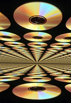 Compact Disc Storage Imprime: Computer artwork of multiple CD-ROM discs