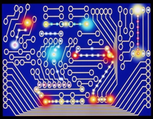 Artefacto de computadora representando una placa de circuito