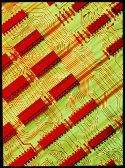Computer Hardware Equipment Imprime: Computer circuit board with microchips