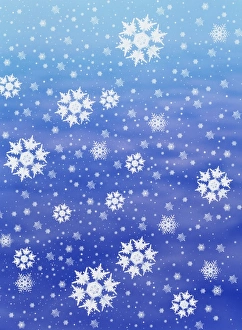 Impresiones de Las nieves. Imagen computarizada de cristales de hielo cayendo Imágenes fechadas en 1996: Imagen digital mejorada de nieve en caída