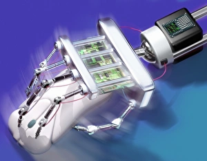 Artificial Intelligence Artwork Imprime: Computer mouse and robot hand