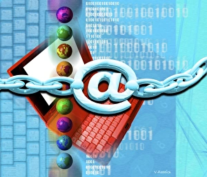 Laptop Computer Technology Imprime: Conceptual computer artwork of internet security