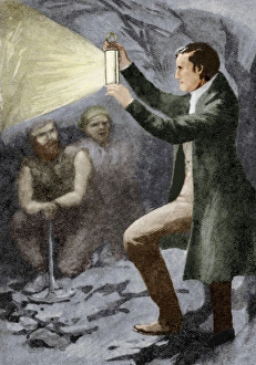 Humphry Davy Imprime: Davy testing his mining lamp