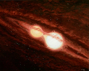 Astronomy Illustration Art Imprime: Eclipsing binary star system