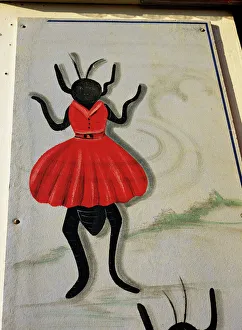 Impresiones de El circo de las pulgas: el arte de una pulga humana (Pulex irritans) vestida con un traje. Esta pintura adorna la cabina del Circo Flea Hans Mathes Imágenes fechadas el 12 de diciembre de 2000: Circo de pulgas