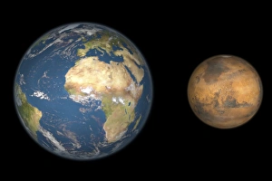 Space Exploration Images Imprime: Mars and Earth compared, artwork