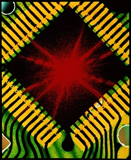 Electronic Circuitry Imprime: Microchip and laser pattern
