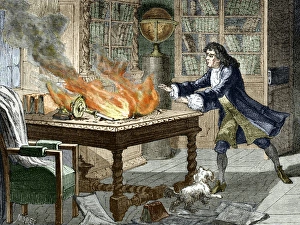 Imágenes fechadas en mayo de 2009: Los notas de Newton sobre Optics están en llamas, 1692