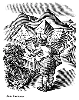 Vintage Navigation Imprime: Reading a map, artwork