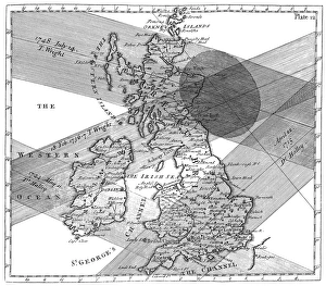 Impresiones de Los caminos del eclipse solar. Mapa histórico de los caminos de cuatro eclipses solares sobre Gran Bretaña durante la década de 1700 Imágenes de julio de 2003: Caminos de eclipses solares