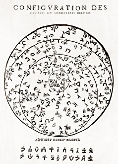 Ancient Astronomy Illustrations Imprime: Star map using Hebrew characters