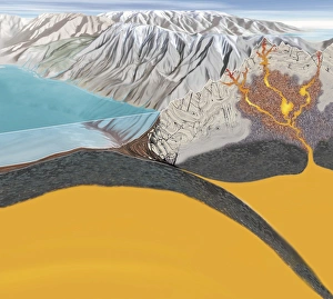 Volcanic Eruption Art Imprime: Subduction zone processes
