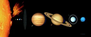 Impresiones de El Sol y sus planetas: El arte de los ocho planetas del sistema solar dispuestos desde la izquierda hacia la derecha en su orden a partir del Sol (izquierdo) Imágenes fechadas en diciembre de 2006: El Sol y sus planetas