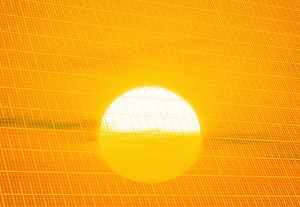 Renewable Energy Source Images Imprime: Sunset reflection on solar panel, artwork