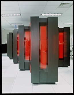 Impresiones de Un ordenador paralelo masivo. Una máquina de conexión Connection Machine CM-5, un computadora paralela masiva (MPC) hecha por la Thinking Machines Corporation Imágenes fechadas en 1995: Computadora de pensamiento CM-5 procesador paralelo masivo en masa
