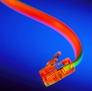 Network Technology Imprime: View of a computer ethernet connector