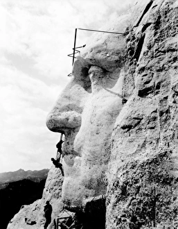 Mount Rushmore National Memorial Imprime: Working on Mount Rushmore