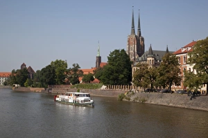 Wroclaw Old Town Imprime: Cathedral and River Odra (River Oder), Old Town, Wroclaw, Silesia, Poland, Europe