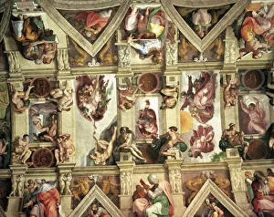 Impresiones de Cielo de la Capilla Sistina en el Vaticano en Roma en la región de Lacio en Italia Europa Italia Imprime: Cielo de la Capilla Sistina