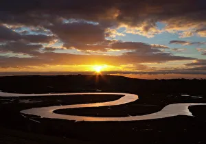 English Countryside Photography Imprime: Cuckmere River meanders at sunset