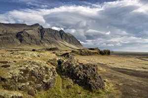 Colourful Landscape Images Imprime: Dramatic cloud formations over landscape, near Vik Y Myrdal, South Iceland, Polar Regions