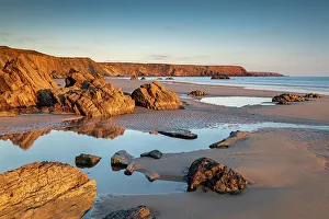 Reino Unido Imprime: La luz del atardecer en las arenas de Marloes Sands
