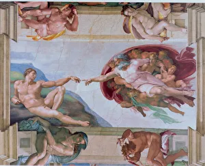 Impresiones de Michelangelo creó la Creación de Adán en el Capitollo del Piso de los Cielos en Vaticano Roma Italia Europa Roma Imprime: Michelangelo