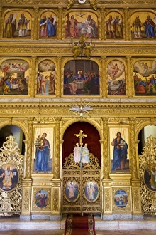 Impresiones de Monasterio de Praskvica. Interior del monasterio ortodoxo serbio en las colinas de Pastrovicí cerca de San Esteban (Sveti Stefan), Móneguebo y Balcanes Europa Montenegro Imprime: Monasterio de Praskvica