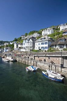 Looe Cornwall Imprime: Riverside properties at Looe, Cornwall, England, United Kingdom, Europe