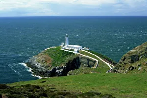 Anglesey Imprime: Farol de South Stack en la isla de Anglia del Norte (Gales), Reino Unido y Europa
