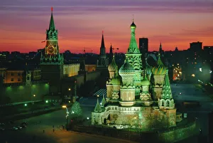 Moscow Cityscape Photography Imprime: Sunset over Red Square