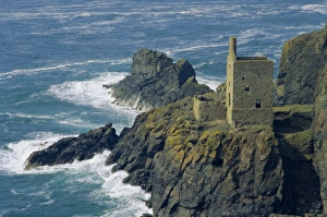 Botallack Imprime: La mina de cobre en la costa de Botalac es en Cornualles Inglaterra Reino Unido Europa